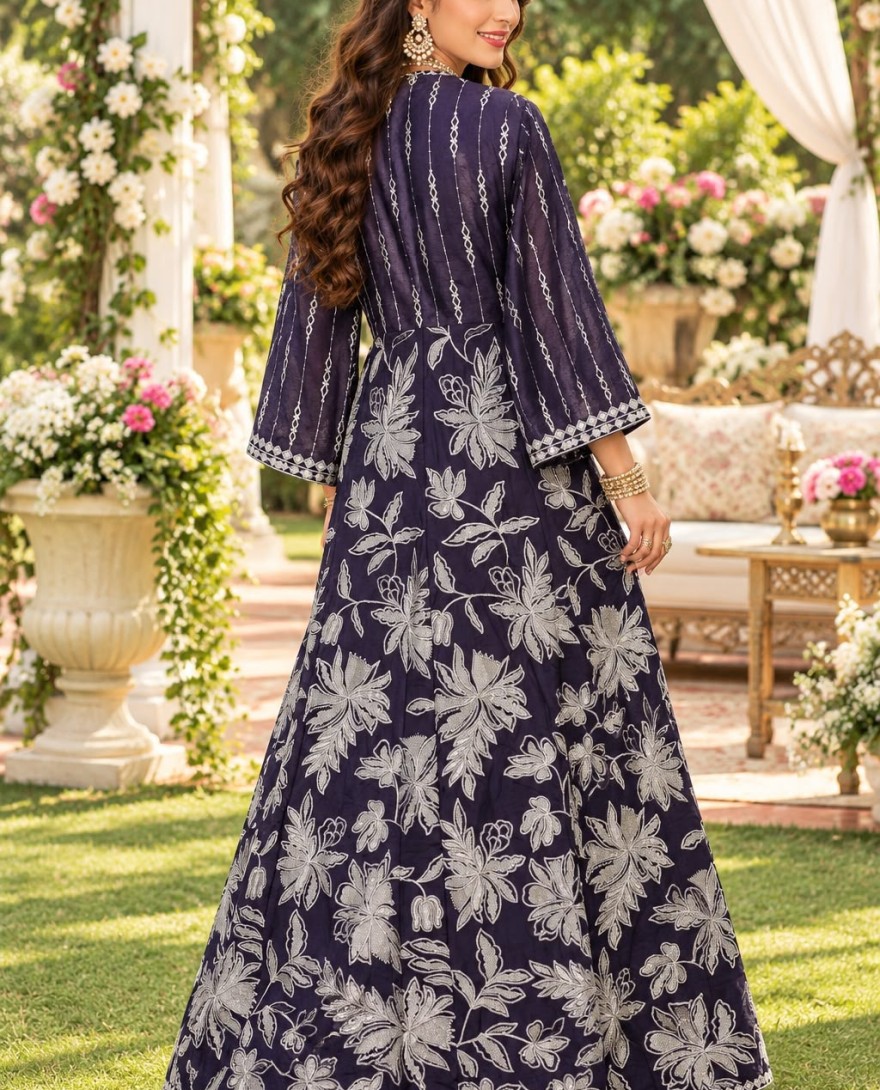 2202 - Blue Chinon Readymade Lehenga Choli